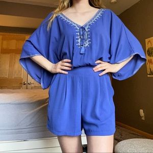 WHBM Royal Blue Embroidered Romper